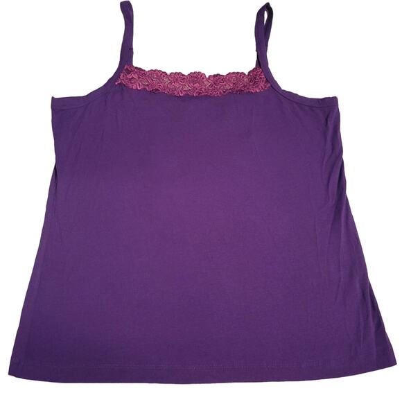 Chico's Size 2 Purple Lace Detail Adjustable Straps Stretch Seville Camisole NWT - Picture 1 of 7